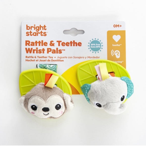Bright Starts Rattle & Teethe Wrist Pals - Picture 1 of 3